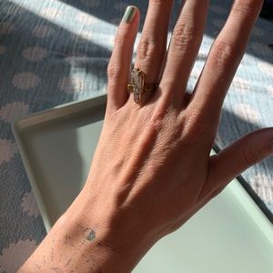 MAGIC ✨ crystal chunk + brass unique square ring